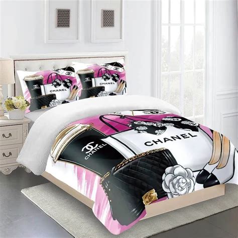 black an pink chanel beddings|Pink and Black Chanel Comforter .